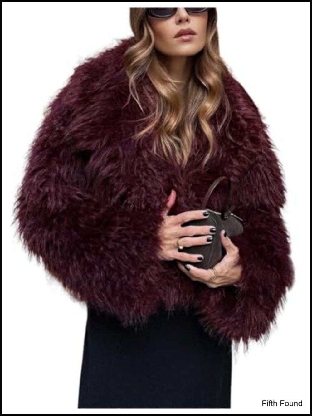 Faux Fur Cropped Coat Notched Lapel Long Sleeve Fuzzy Jacket